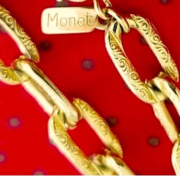 GOLD PAPER CLIP NECKLACE CHAIN 24” ENGRAVED 1/2” x 1/4” LINKS NEW VINTAGE ETCHED - Picture 8 of 10